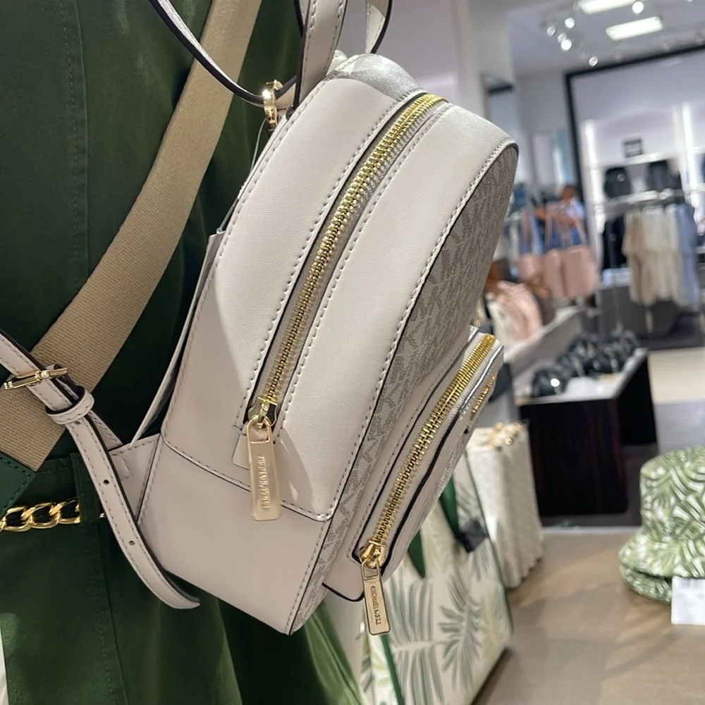 Michael Kors Ladies Backpack Bag Jaycee XS Conv Zip Backpack Light Cream Multi - Picture 12 of 16